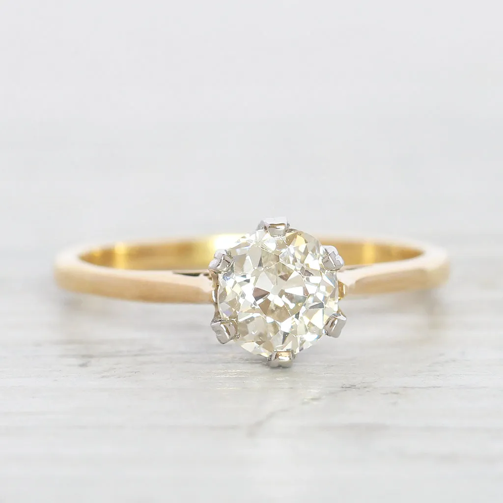 Antique 0.89 Carat Old European Cut Diamond Solitaire